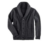 Vogrtcc Suéter tipo cárdigan para hombre, color verde, abrigo de lana, extra grueso, abrigo casual, gris oscuro, L