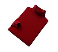 Vogrtcc Suéteres de cuello alto de manga larga para hombre, jerséis de invierno de lana tejida, granate, XL