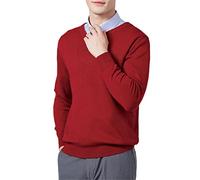 Vogrtcc Suéteres de los hombres Mezcla de cachemira Tejido con cuello en V Suéteres de lana Prendas de punto Jumpers Ropa, Vneck Red, S