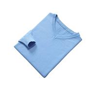 Vogrtcc Suéteres de punto de lana para hombre, cuello en V, manga larga, color liso, azul celeste, S