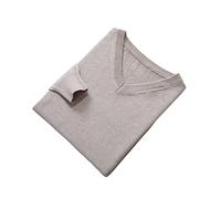 Vogrtcc Suéteres de punto de lana para hombre, cuello en V, manga larga, color liso, Caqui9., L