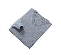Vogrtcc Suéteres para Hombre con Cuello en V de Manga Larga Pulóvers de Color Sólido de Punto de Lana Suéteres, gris, M