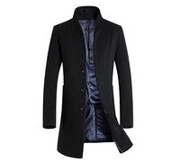 Vogstyle El Hombre Delgado Caliente del Invierno Abrigo De Lana Negro Espeso M