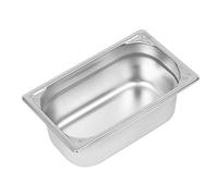 VOGUE DW447 304 - Sartén gastronorm de acero inoxidable resistente, 1/4, capacidad de 2,5 L, 100 mm x 162 mm x 265 mm, color plateado