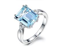 Vogue Ins Style Ring Elegant Romantic Women Ring Ocean Blue Square Engagement Christmas Holiday Leisure Anniversary Jewelry, 7, A