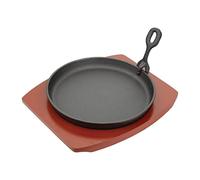 Vogue Olympia - Fuente redonda de servir, de hierro fundido con soporte de madera, 22 cm