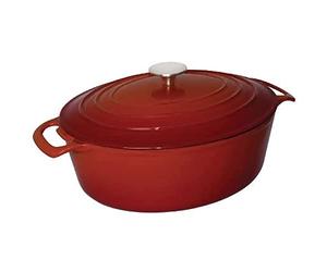 Vogue Oval rojo cacerola grande 6Ltr 125 x 230 x mm hierro fundido cazuela Creuset