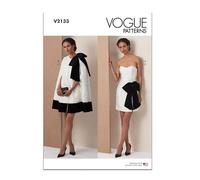 Vogue Patrones de costura V2133H5 para mujer capa corta y vestido ajustado con lazo desmontable H5 (6-8-10-12-14)