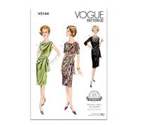 Vogue Patrones de costura V2144B5 para vestidos y cinturón vintage para mujer B5 (8-10-12-14-16)