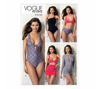 Vogue Patterns Casual Patrón Vogue 9192 Mujer, Superior, Traje de baño, Parte Inferior y Cubierta, Tallas 36 a 14, A5 (6-8-10-12-14)