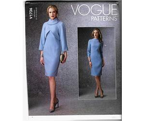Vogue Patterns Dress V1736E5 Misses Vestido, Patrones, Blanco, E5 (14-16-18-20-22)