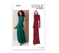 Vogue Patterns Patrón de costura V2128Y5 para vestido de punto para mujer con fruncido y variaciones de manga Y5 (18-20-22-24-26)