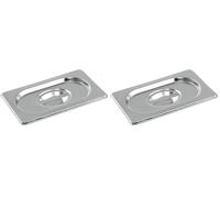 Vogue Tapa de acero inoxidable K997 con mango central para 1/9 Gastronorm Pan (Paquete de 2)