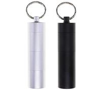 Vogueing Tool 1 soporte para píldoras con mini contenedor de llavero de aluminio, caja de botella de píldoras de viaje, soporte de medicina, organizador impermeable (plata)