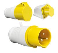 Vogueing Tool IP44 Enchufes y enchufes industriales de 3 pines Enchufe de sitio industrial amarillo y blanco Enchufe de pared montado en superficie (16A 110V Socket-A)