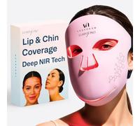 VogueNow Máscara de terapia de luz LED, dispositivo aprobado por la FDA para arrugas y acné, terapia de luz roja para cara con cobertura de barbilla y labios, cuidado facial rojo, azul e infrarrojo