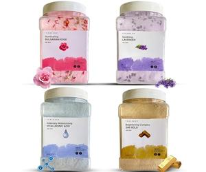 VogueNow Mascarilla facial de gelatina de alta calidad para tratamientos faciales, rosa búlgara, oro de 24 quilates, lavanda y ácido hialurónico (paquete de 4) - Mascarilla de gelatina hidratante