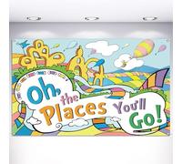 Vohado Oh The Places You'll Go - Telón de fondo para cabina de fotos Dr. Seuss, decoración de fiesta de graduación, viajes, escuela, aula, tablón de anuncios, decoración de pared, 5.9 x 3.6 pies