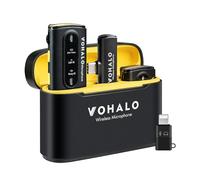 VOHALO Micrófono Lavalier inalámbrico para iPhone iPad Android con Estuche de Carga 30Hrs de Tiempo de reproducción 2.4G Dual de grabación de vídeo Profesional Entrevista