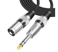 VOHALO XLR macho a 6,3 mm TRS macho Cable de micrófono estéreo Cable de conexión de señal balanceada Negro (2M)
