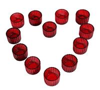 VOHO Portavelas Rojo para Centro de Mesa, Juego de 12 portavelas para Velas pequeñas, portavelas votivos de Cristal para Ella, San Valentín y Navidad (5 x 3,50 cm)