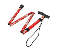 Voiakiu Bastón para caminar, plegable, de altura ajustable, ajustable, para hombres y mujeres, ligero, flexible, duradero, ayuda para caminar, plegable, aluminio, estilo chino, rojo