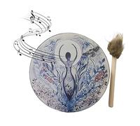 Voiakiu chamán 25 cm, tambor chamánico hecho a mano, instrumento percusión música creativa, fácil jugar, mano único para niños y adultos, decoración del hogar