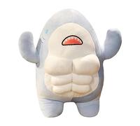 Voiakiu Peluche Tiburón Musculoso, Juguete de pez Ballena del océano Relleno de tiburón Muscular de Dibujos Animados, Almohada de Abrazo de tiburón, Juguete de muñeca de tiburón