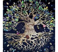 Voiakiu Tapete Cartas Tarot,Tarot, Brujería Tela Cartas Tarot, Tapiz Altar Árbol La Vida, Accesorios Tarot para Decoración del Hogar