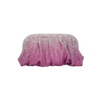 VOICE CHOO Shinny - Bolso con diamantes de imitación fruncidos para mujer, diseño degradado, diseño de corazones de amor, bolsa de noche, moda para fiesta, Pink, Talla única