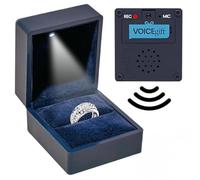 VOICEGIFT Caja de anillos grabable con luz LED, graba voz, música y múltiples mensajes hasta 60 segundos, uso para ocasiones especiales, compromisos o celebración de boda (azul medianoche)
