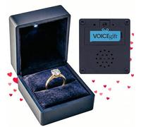 VOICEGIFT Caja de anillos grabable con luz LED, graba voz, música y múltiples mensajes hasta 60 segundos, uso para ocasiones especiales, compromisos o celebración de boda (azul medianoche)