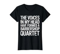 Voices In My Head Formed A Barbershop Quartet Camiseta gráfica económica, Mujer, Negro, XL