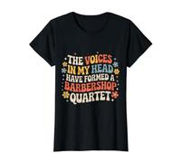 Voices In My Head Formed A Barbershop Quartet - Camiseta gráfica económica, Mujer, Negro, XS