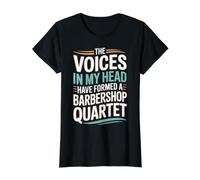 Voices In My Head Formed A Barbershop Quartet - Camiseta gráfica económica, Mujer, Negro, XS