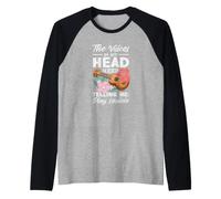Voices In My Head Telling Me Play Ukelele Tropical Flower Camiseta Manga Raglan
