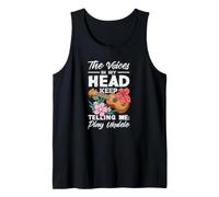 Voices In My Head Telling Me Play Ukelele Tropical Flower Camiseta sin Mangas
