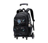 Voici et Voila Mochilas Escolares con Ruedas Carro para Mochilas Trolley Niños Juvenile Mochila Bolsas Escolares 6 Ruedas Mochila Infantil Negro 46x31x20cm