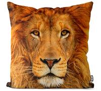 VOID Cabeza de león Cojín con Dibujo Funda de cojín Funda para Outdoor Indoor Animal depredador Gato Jungla Safari Vida Silvestre, Kissen Größe:50 x 50 cm