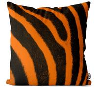 VOID Cebra peletero Cojín con Dibujo Funda de cojín Funda para Outdoor Indoor Safari Sabana Jungla Animal Salvaje Piel de Cebra África, Kissen Größe:60 x 60 cm, Kissen Farbe:Orange