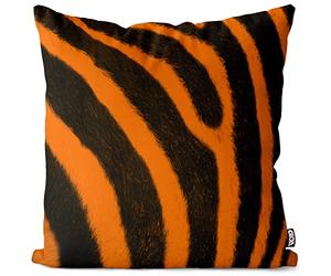 VOID Cebra peletero Cojín con Dibujo Funda de cojín Funda para Outdoor Indoor Safari Sabana Jungla Animal Salvaje Piel de Cebra África, Kissen Größe:60 x 60 cm, Kissen Farbe:Orange
