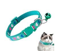 Voihamy Collar para Gatos con cascabeles,Perro Colorido PVC con cascabeles | Collar Ajustable Desmontable para Mascotas Amor corazón Impreso cómodo para Gato Conejo Gatito Perro Cachorro