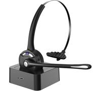 voijump Auriculares Bluetooth con micrófono, auriculares inalámbricos con cancelación de ruido y estación de carga, botón de silencio de auriculares para ordenador portátil, Skype, centro de llamadas