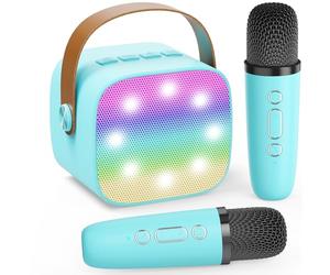 voijump Karaoke 2 Micrófonos para Niños, lo Mejor de 2025 Mini Karaoke Infantil Micrófonos Inalámbricos con Luces LED 5 Efectos Portátil, un Regalo de Cumpleaños Adecuado para Niñas, Niños y Adultos