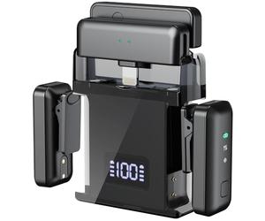 voijump Micrófono Inalambrico Solapa para iPhone, Android y Tabletas, 20m Distancia transmisión, Cancelación de Ruido, 6H Duración, Mini micrófono para Video grabación, Vlog, Live, Youtube, TikTok