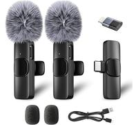voijump Micrófono Lavalier Inalámbrico para iPhone, iPad y Android (Doble Pack). con Conectores USB-C/Lightning. Ideal para Vídeos, Entrevistas, Podcasts, Vlogs, ASMR, TikTok y Youtube