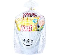 Voikinfo Bolsas de refuerzo inferior, 50 unidades de 11 x 14 pulgadas, bolsas de celofán transparente de estrella plateada, cesta grande, envoltura de regalo, bolsas de celofán, bolsas de regalo de