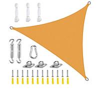 Voile d'ombrage Triangulaire 95% de protección UV Toile Solaire Tissu Anti Rayones UV Imperméable et Respirant Pour Jardin Camping (con accesorios de instalación) (3x4x5m (9.8x13.1x16.4ft),Q)