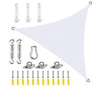 Voile d'ombrage Triangulaire 95% de protección UV Toile Solaire Tissu Anti Rayones UV Imperméable et Respirant Pour Jardin Camping (con accesorios de instalación) (5x5x5m (16.4x16.4x16.4ft),O)