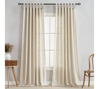 VOILYBIRD Cortinas semitraslúcidas de Lino con pestaña Superior, Elegantes Cortinas y Cortinas para filtrar la luz para Sala de Estar, 52x84 Pulgadas de Largo, Juego de 2 Paneles, Beige